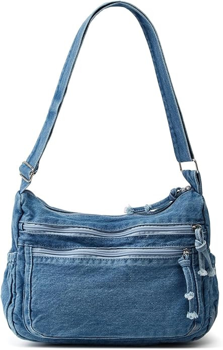 Women's Retro Large Canvas Denim Shoulder Bag Denim Crossbody Handbags Casual Style Lightweight T... | Amazon (US)
