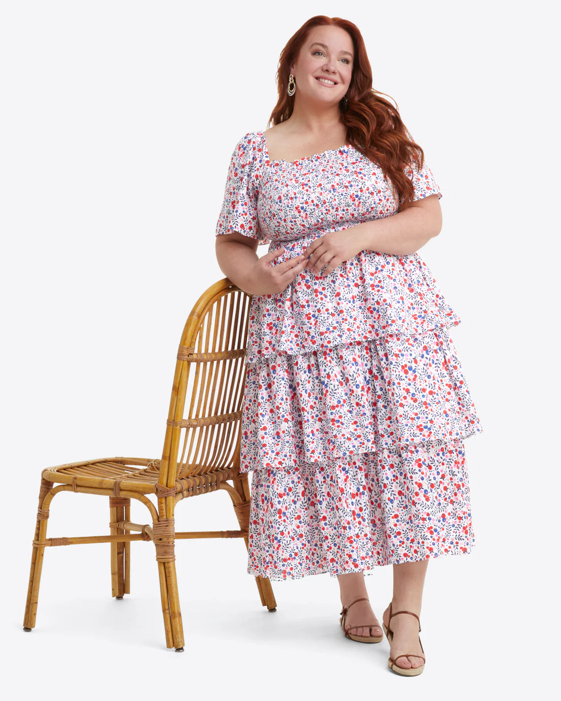 Deana Tiered Smocked Dress in Berry Print | Draper James (US)