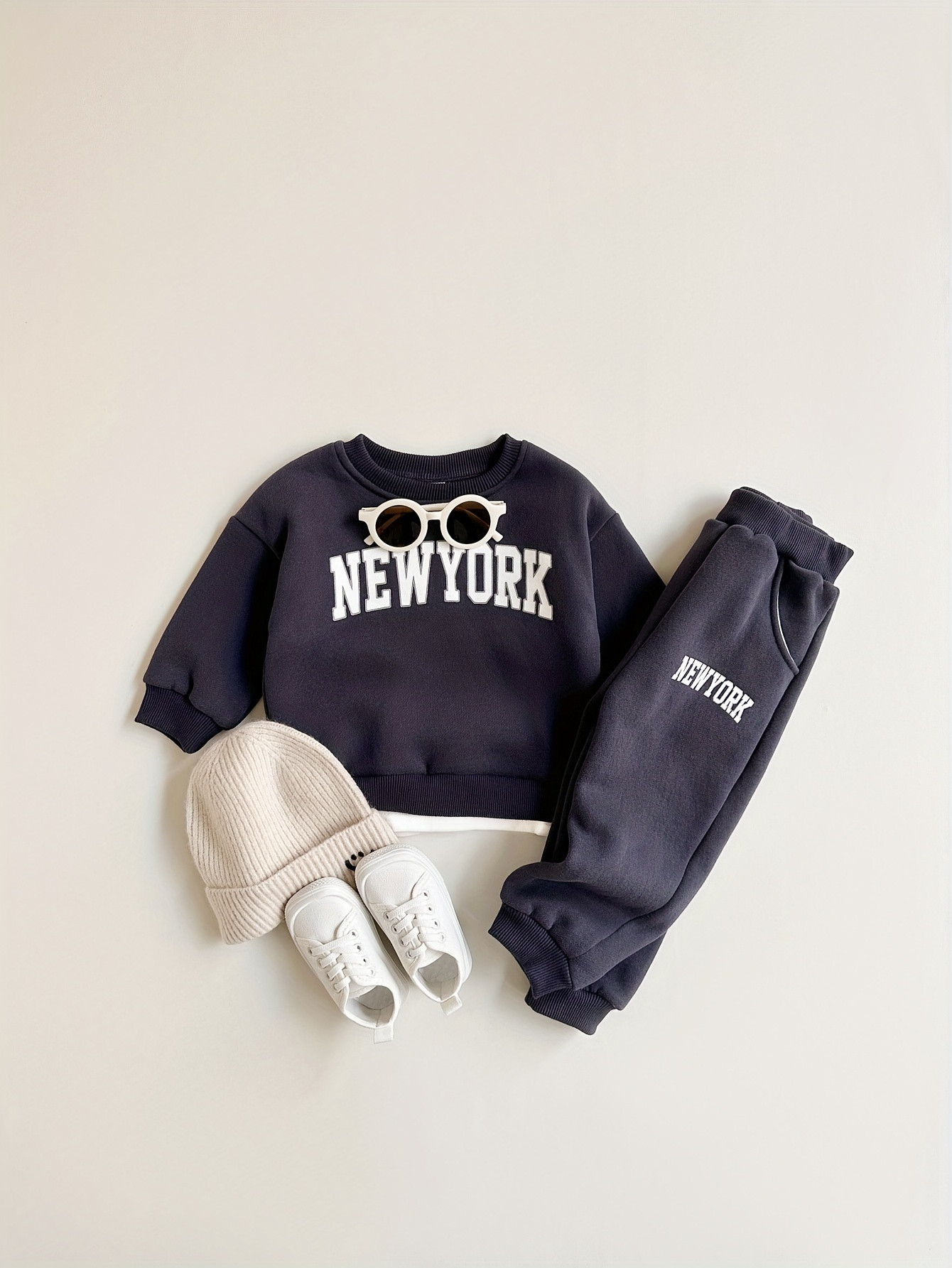 Baby's "new York" Print Trendy Long Sleeve Set Faux Two - Temu | Temu Affiliate Program