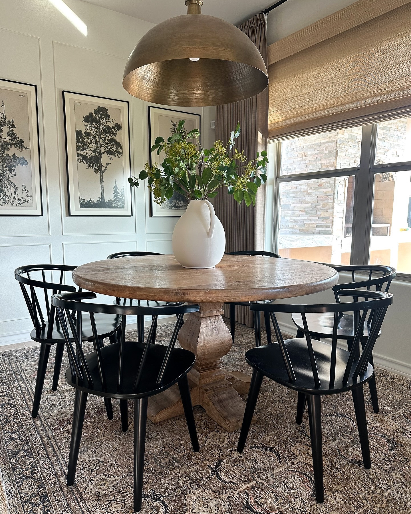 Swipe far left to see how this room started out! 🙈

How can you make your dining space seem less generic?
1. Window treatments are EVERYTHING! Trick the eye and make your window appear larger by raising those panels and making them full.
2. Add statement lighting.
3. Get creative with wall trimming.
4. NO wordy frames! 🚫
5. Add a rug to ground the space.
6. Your table and chairs don’t have to be matchy matchy.
.
.
.
#budgetfriendlydecor #affordablehomedecor  #stylewithme #dailyreels #reelsinstagram #homeinspo #reelitfeelit #interiorinspiration #designonadime #designonabudget #budgetfriendly #homedecor #boujieonabudget #makehomeyours #smmakelifebeautiful
#howedwell #howyouhome #myneutralhome #dailydecordose #ａｅｓｔｈｅｔｉｃ