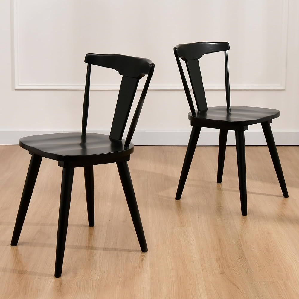 DUHOME Black Wood Dining Chairs Set of 2,Mid Century Wishbone Dining Chairs Oak Wooden Kitchen & ... | Amazon (US)
