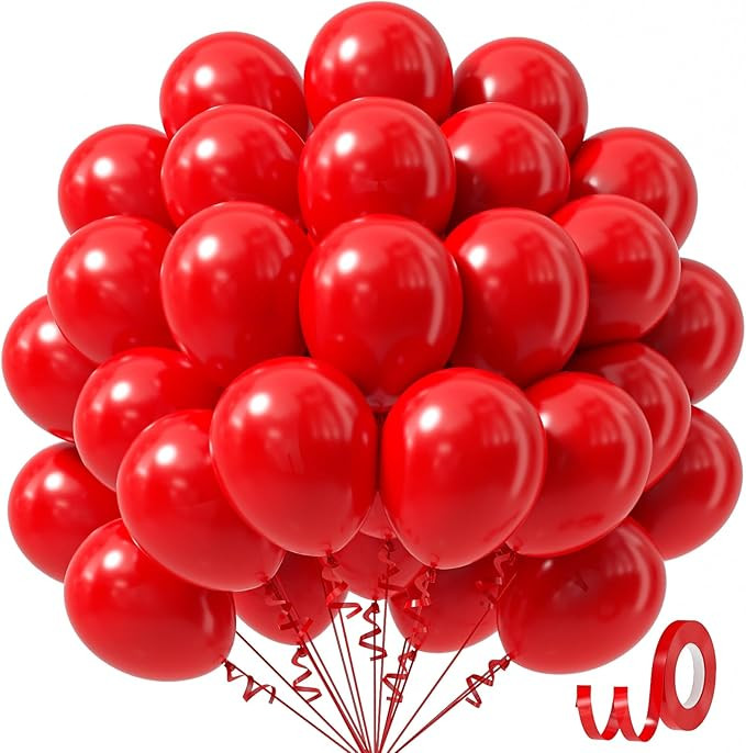 Red Balloons 12 inch, Red Latex Balloons 50pcs Party Balloons for Baby Shower Wedding Valentines ... | Amazon (US)