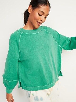 Garment-Dyed Blouson-Sleeve Sweatshirt for Women | Old Navy (US)