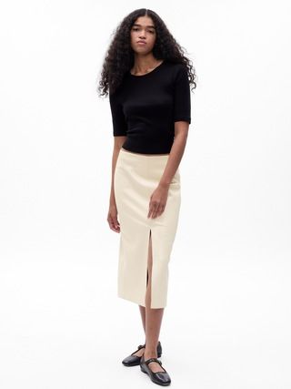 Vegan Leather Midi Skirt | Gap (US)