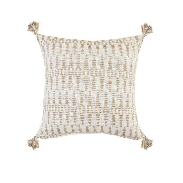 LR Home Woven Paths Geometric Jute Tasseled Throw Pillow, 20" x 20", Ivory | Walmart (US)