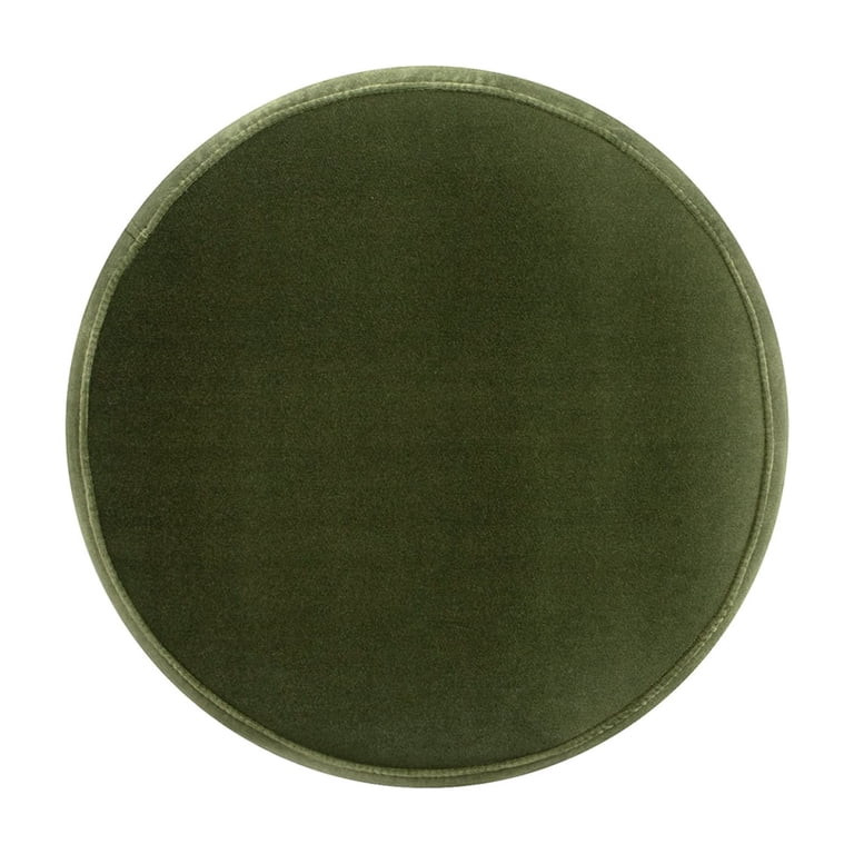 Edward 17.5" Round Upholstered Ottoman with Bullion Fringe Green Velvet | Walmart (US)
