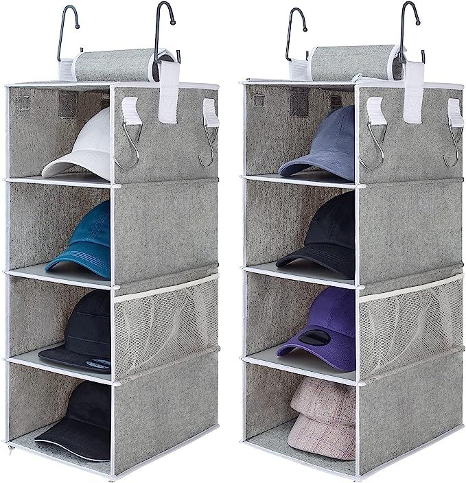StorageWorks Hat Rack 8-Shelf Hanging Hat Organizer, Two Separate 4-Shelf Hat Storage, Baseball C... | Amazon (US)