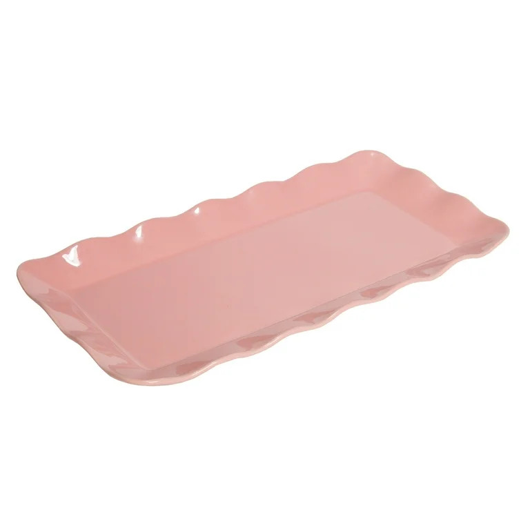 Paris Hilton Heiress Collection Stoneware Serving Tray, Scalloped Ruffle Rim, Microwave and Dishw... | Walmart (US)
