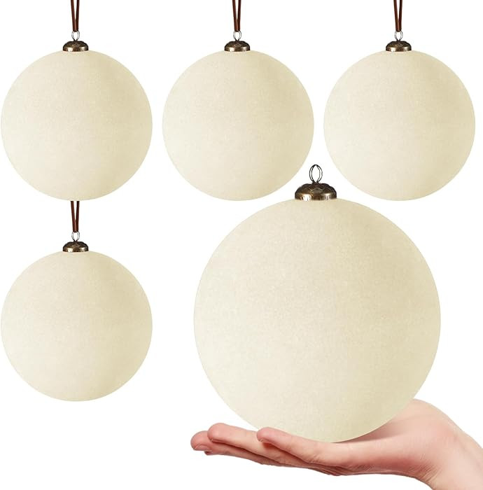 4 Pcs Large Velvet Christmas Balls 6 Inch Christmas Tree Decorations Xmas Ornaments Balls for Fam... | Amazon (US)