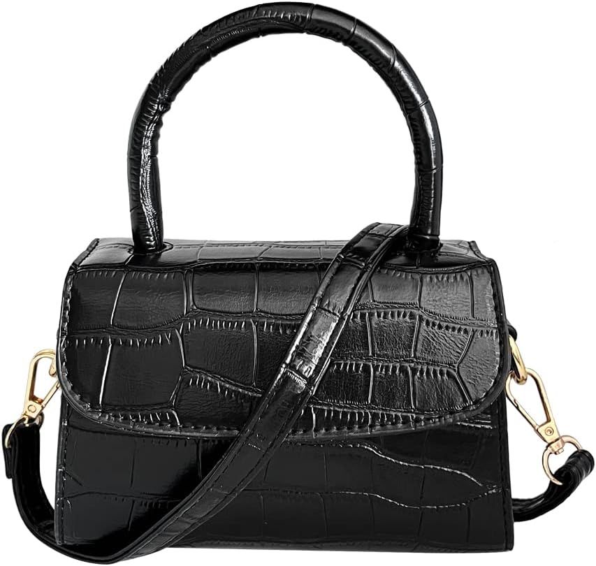 AMHDV Cute Mini Purse Top Handle Clutch Bag Tiny Crossbody Handbag with Crocodile Pattern | Amazon (US)