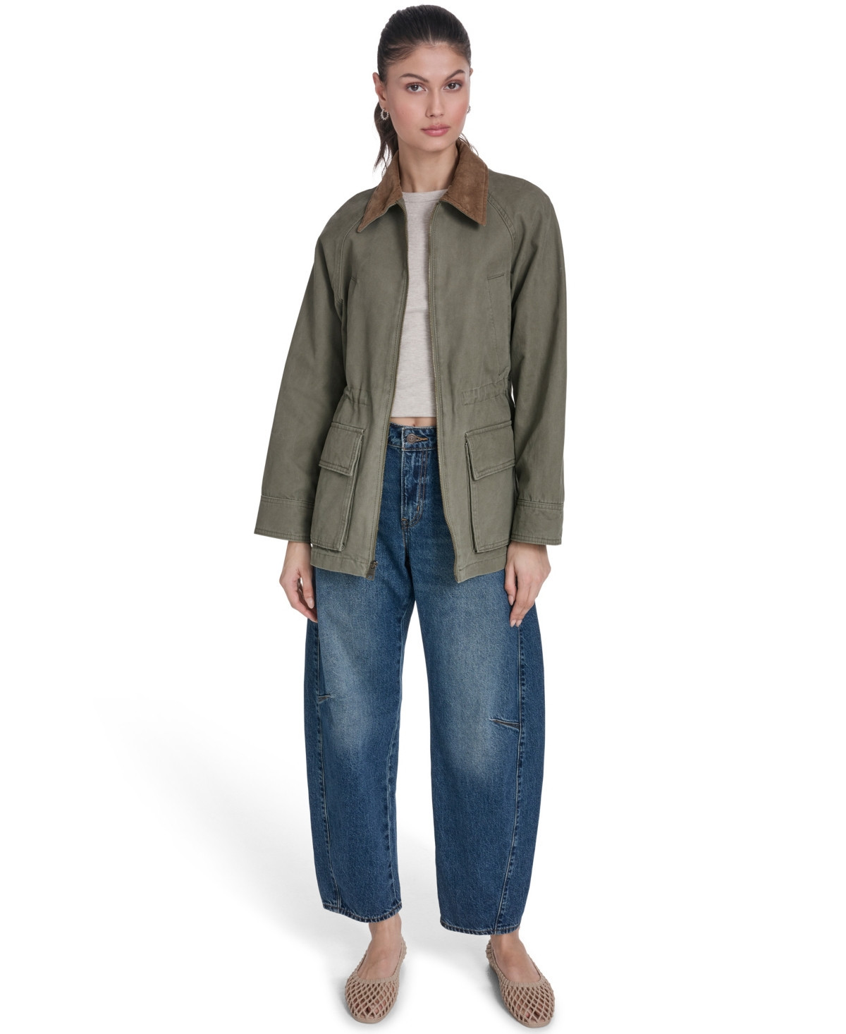 Levi's Women's Cinch Waist Cotton Barn Jacket - Olive | Macy's