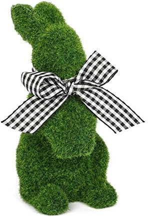 Mingfuxin Easter Furry Flocked Bunny, Faux Moss Rabbit Easter Table Décor, Moss Bunnies Resin Ra... | Amazon (US)