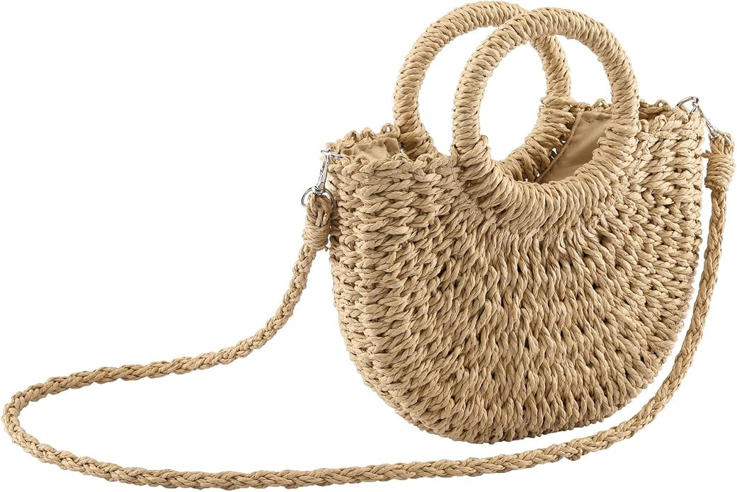 CHIC DIARY Small Summer Beach Straw Bag for Women Crossbody Top Handle Shoulder Handbag Mini Hand... | Amazon (US)