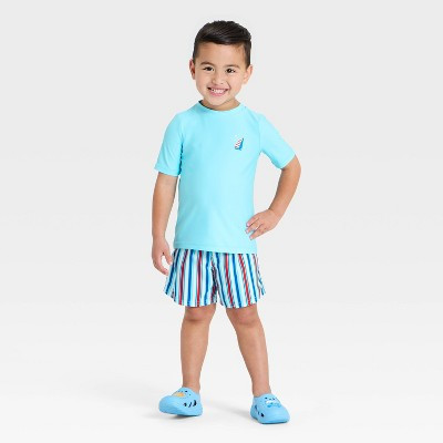 Toddler Boys' Long Sleeve Rash Guard and Trunk Set - Cat & Jack™ Light Blue 12M | Target