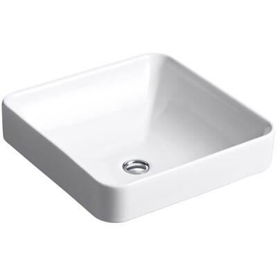 KOHLER Vox White Drop-In Square Traditional Bathroom Sink (16.25-in x 16.25-in) | Lowe's