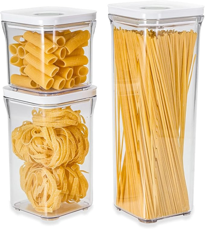 Premium Airtight Food Storage Containers, Square-S 3PC-SET, Smart One-Click Seal Lid, No Hinges, ... | Amazon (US)