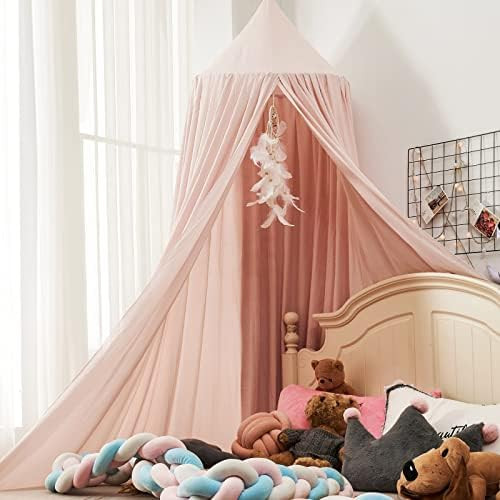 Kertnic Bed Canopy for Girls, Soft Pink Princess Canopy Dreamy Decor Frills Bed Canopies for Kids... | Amazon (US)