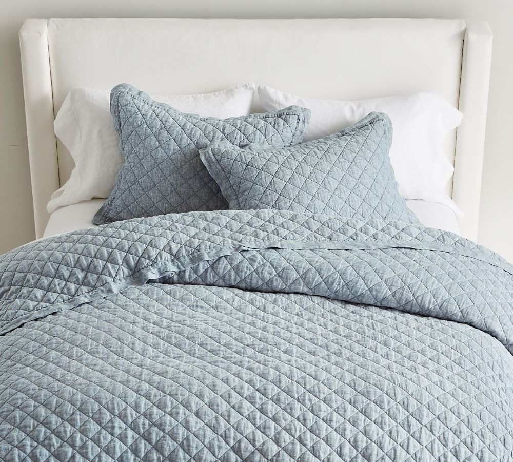 Belgian Flax Linen Diamond Quilt | Pottery Barn (US)