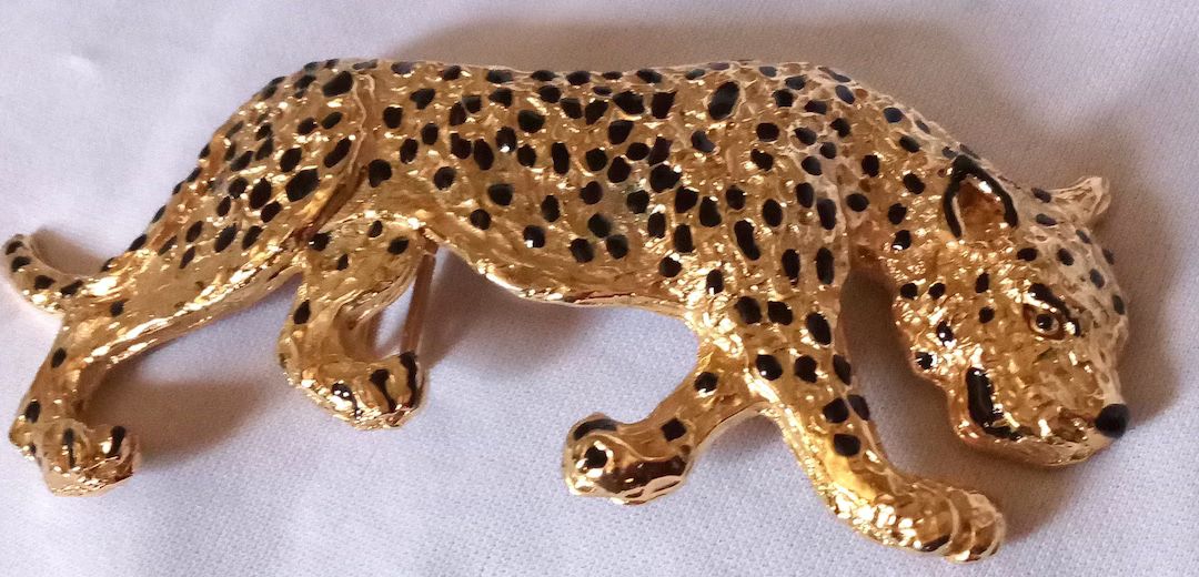 Mimi Belt Buckle 1986 Leopard Tiger Gold Black Color 6 X 1 Inches Women's Vintage Special Occasio... | Etsy (US)