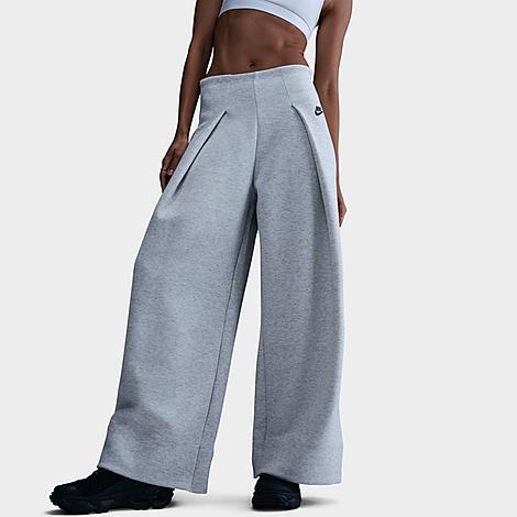 Nike Women's Sportswear Tech Fleece High-Waisted Pleated Wide Pants in Light Grey/Heather/Black Size: XS | JD Sports (US)
