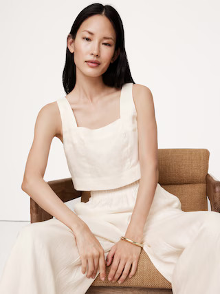 Linen Square-Neck Cropped Tank | Banana Republic (US)