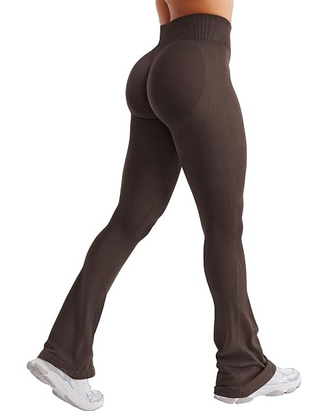 ZAAYO Nahtlose Straight Leggings Damen Hohe Taille Flared Leggings Yoga Hosen Sport Yoga Legging ... | Amazon (DE)
