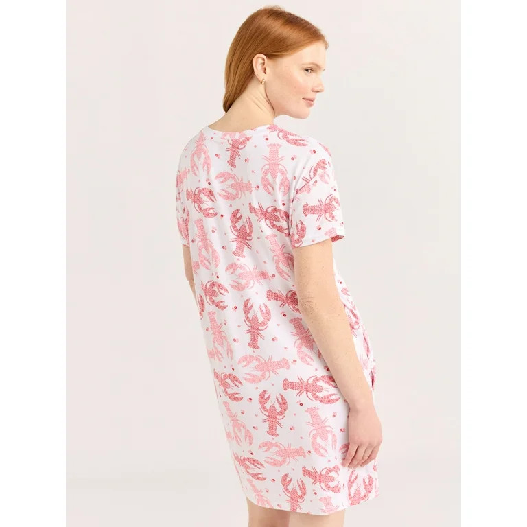 Joyspun Women's Short Sleeve Sleepshirt, Sizes S/M to 2X/3X - Walmart.com | Walmart (US)