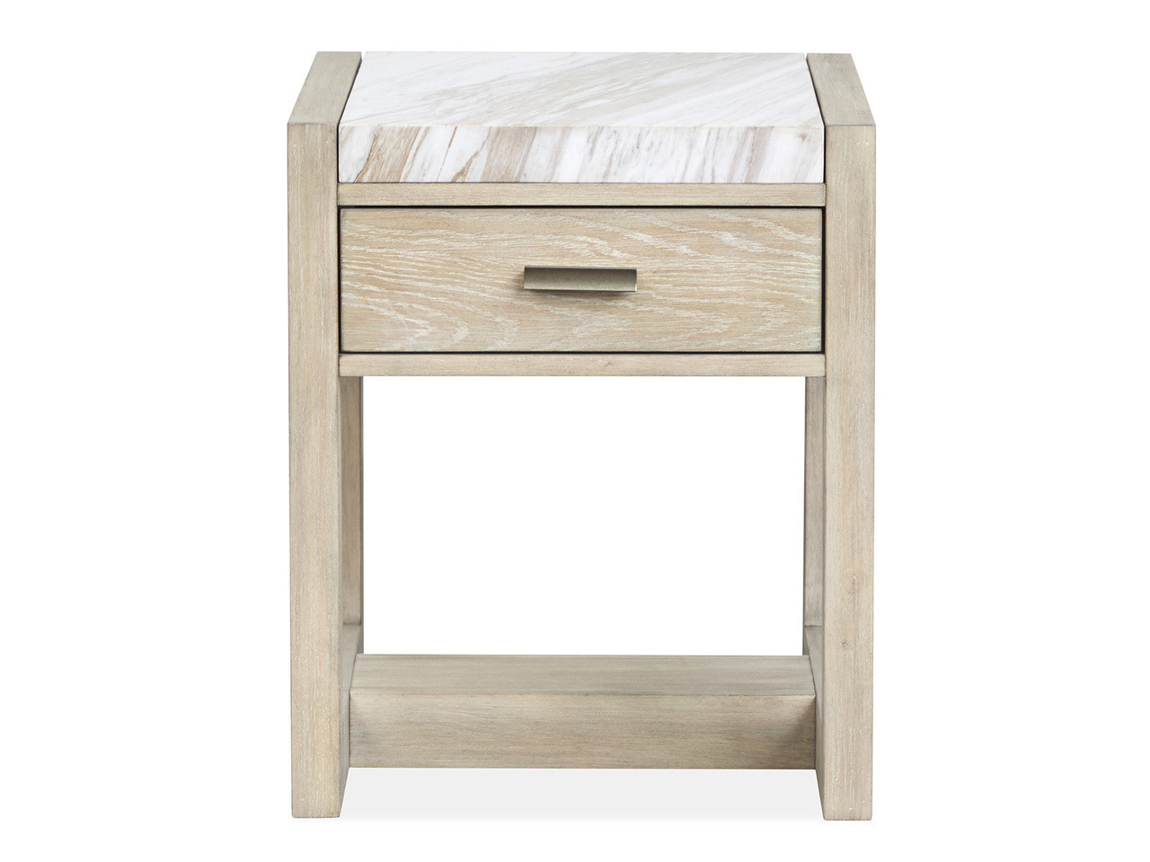 Preston Rectangular End Table In Gallery Buff and Antique Silver | 1stopbedrooms
