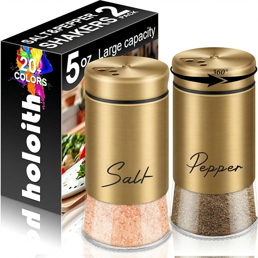 Gold Salt and Pepper Shakers Set, 5 oz | Amazon (US)