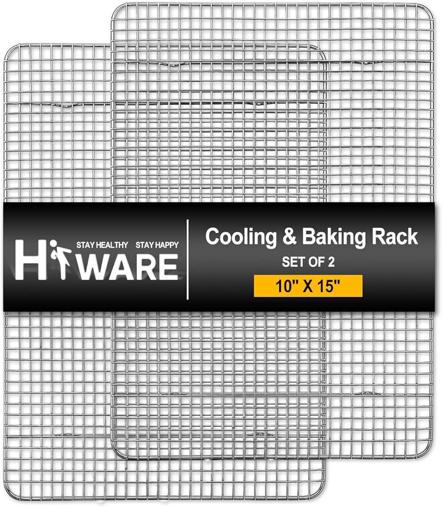 Hiware 2-Pack Cooling Racks for Baking - 10" x 15" - Stainless Steel Wire Cookie Rack Fits Jelly ... | Amazon (US)