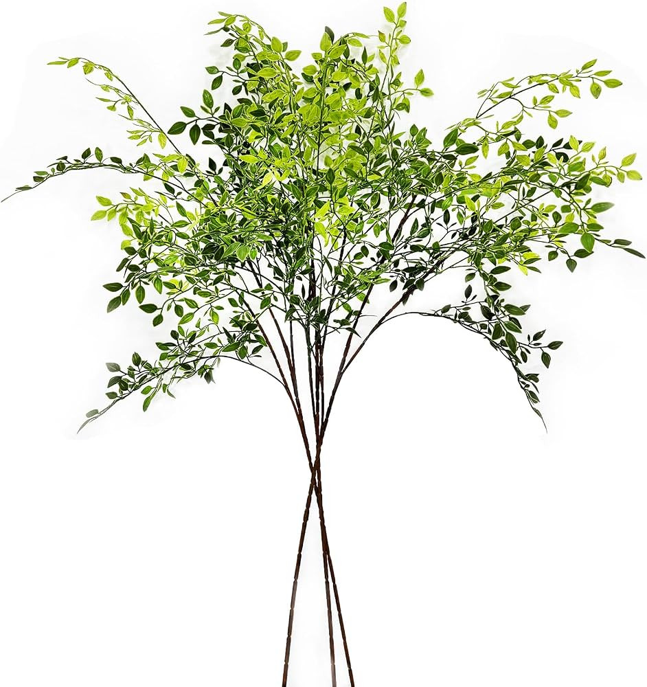 ACJRYO Faux Greenery Stems, 3PCS 43" Green Stems for Vase, Artificial Plants Indoor Fake Leaves N... | Amazon (US)