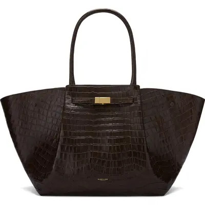 DeMellier The New York Croc Embossed Leather Tote in Dark Chocolate at Nordstrom | Nordstrom
