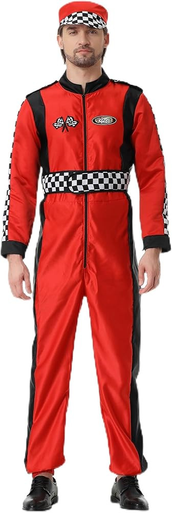 Colorful House Men Racer Costume Adult Race Car Driver Halloween Costume Outfit One Piece Racing ... | Amazon (US)
