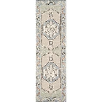 Momeni Anatolia Wool and Nylon Area Rug, 2'3" X 7'6" Runner, Light Blue | Amazon (US)