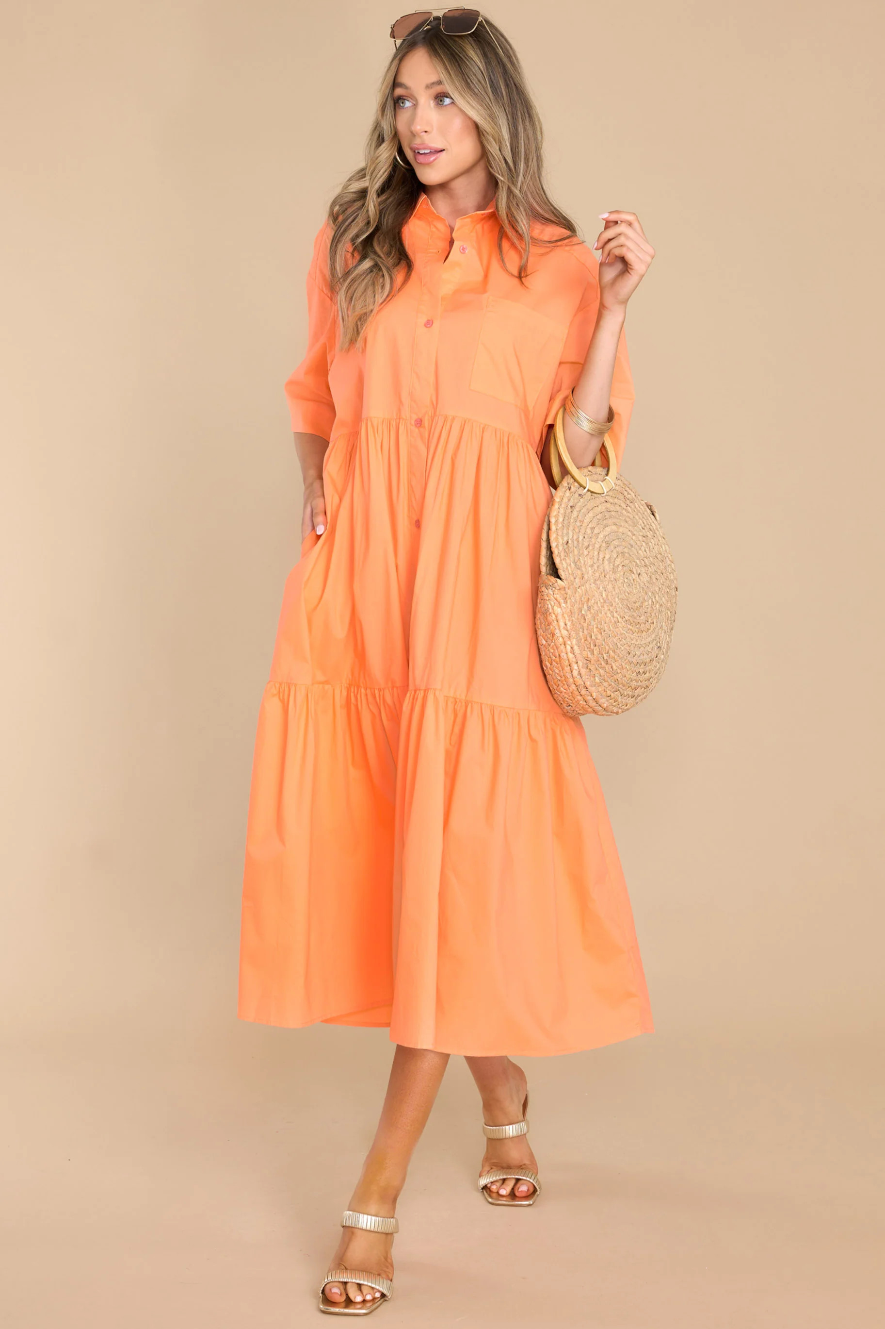 Designed To Unwind Orange Cotton Maxi Dress | Red Dress 