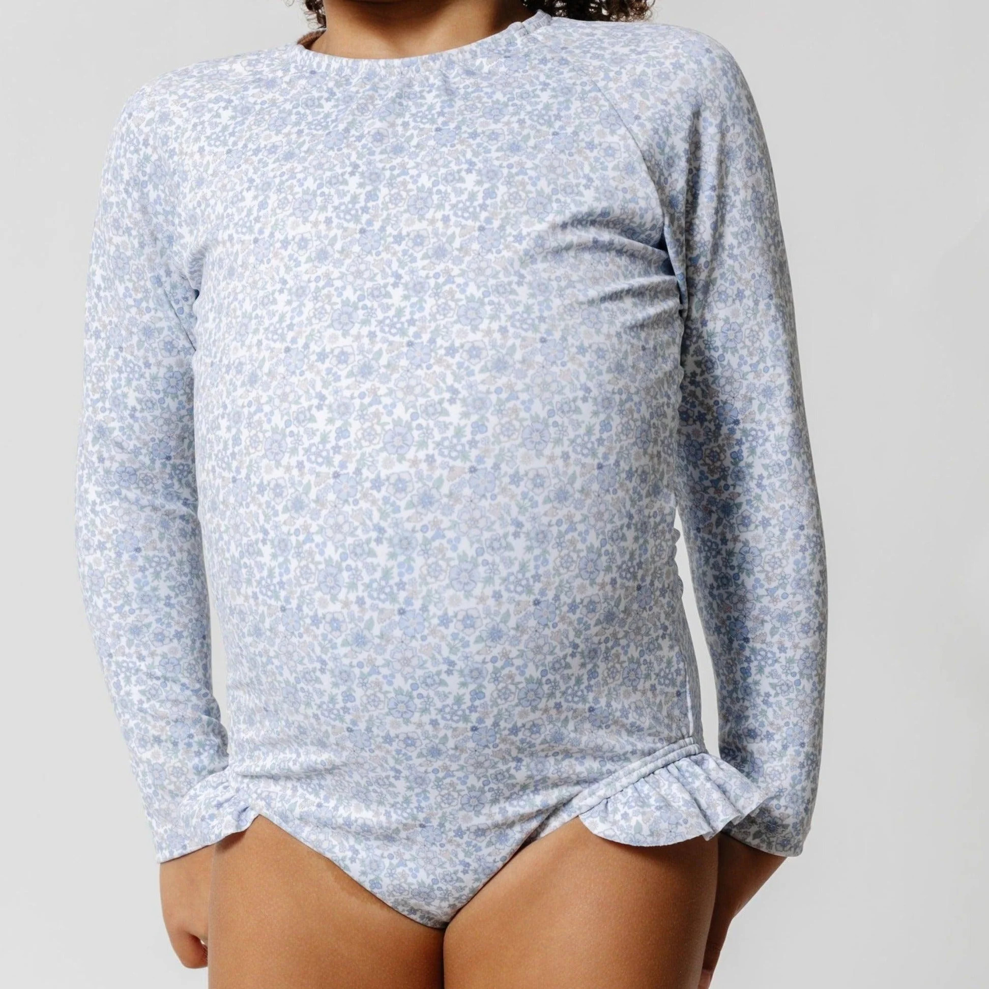 girls slate floral rashguard one piece | Minnow