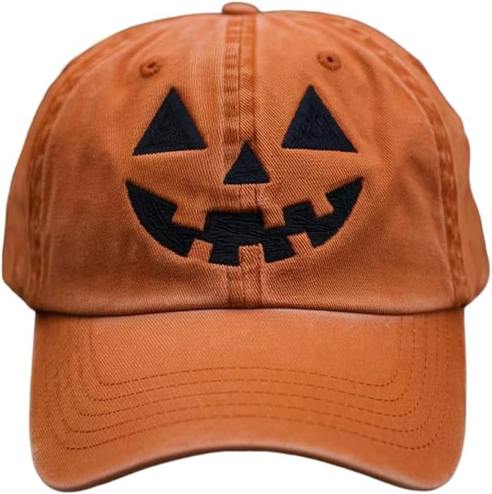 Unisex Autumn Style Print Hat Halloween Pumpkin Face Baseball Hat | Amazon (US)