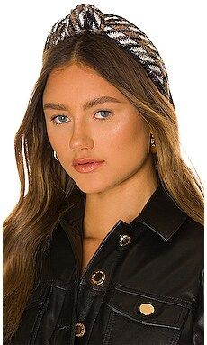 Lele Sadoughi Mixed Houndstooth Knotted Headband in Metallic Midnight from Revolve.com | Revolve Clothing (Global)