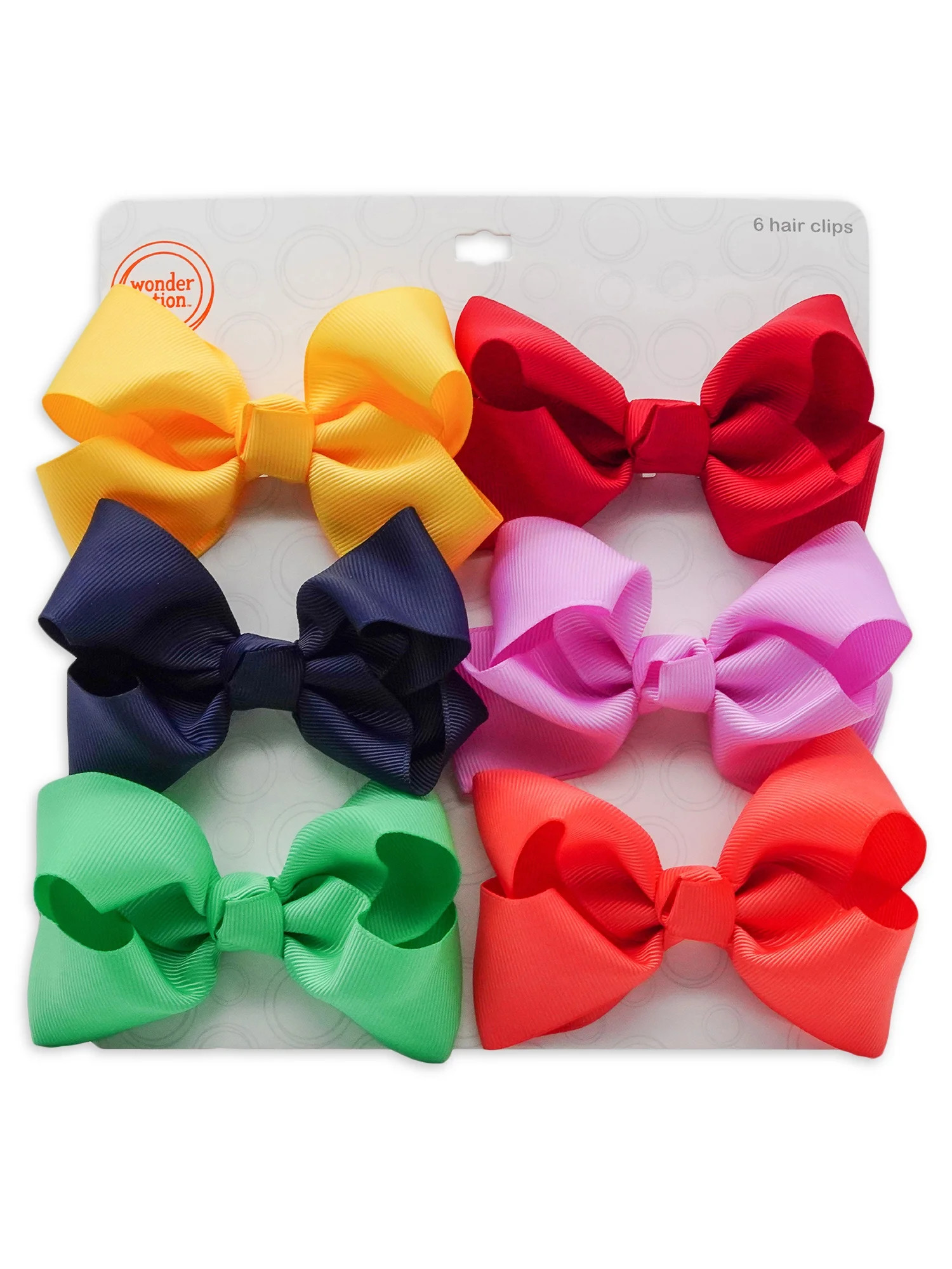 Wonder Nation Toddler Girls Bright Bow Hair Clips, 6-Piece - Walmart.com | Walmart (US)