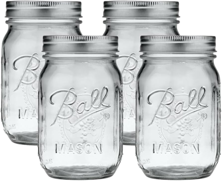 Ball Regular Mouth Glass Mason Jars with Lids and Bands, Used for Canning (Pint, 16 Ounce (Pack o... | Amazon (US)
