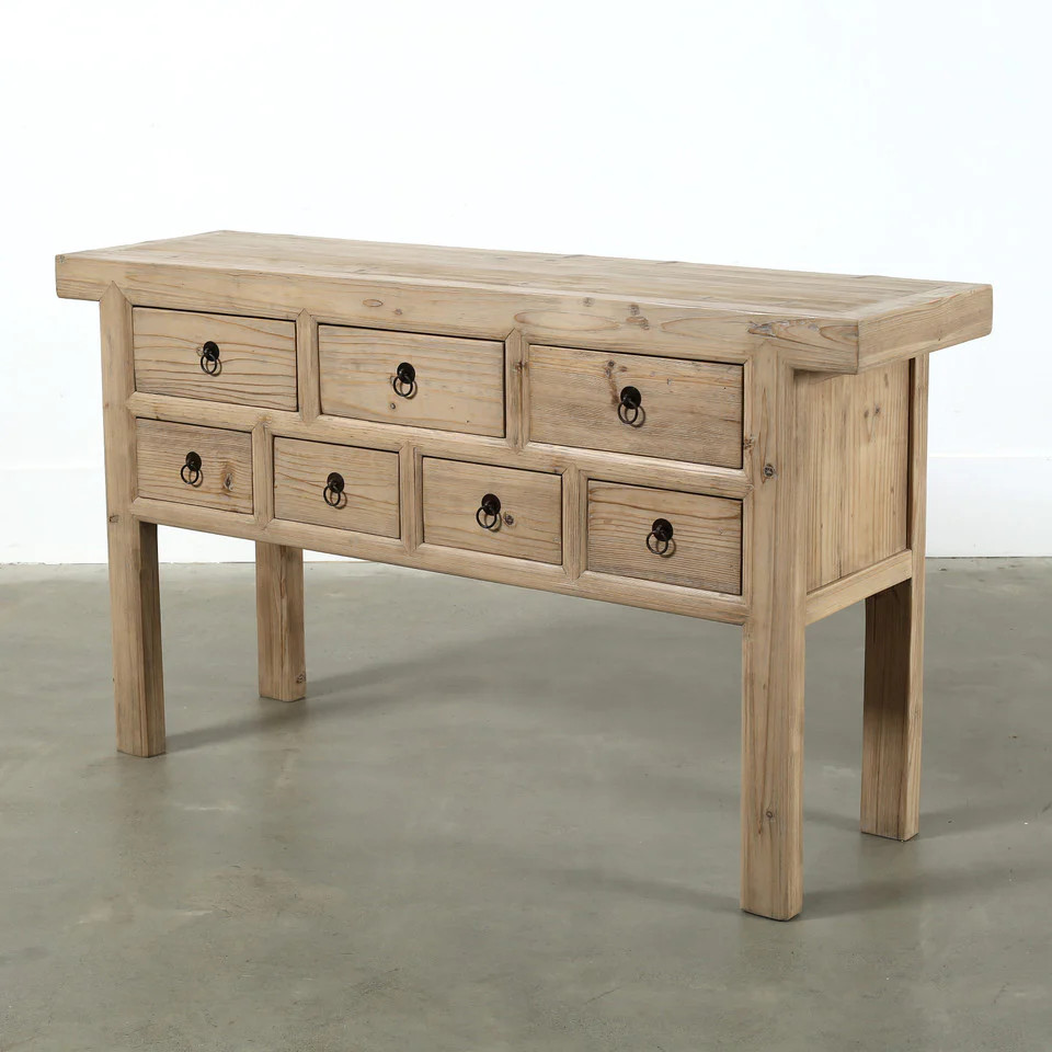 Carmel Seven Drawer Reclaimed Wood Console Table | luxe bCO