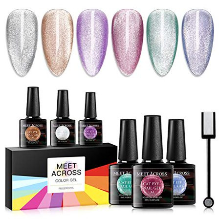 Cat Eye Gel Nail Polish Set Soak Off UV LED Light Starry Sky Effect Magic Gel Nail Polish Kit Manicu | Walmart (US)