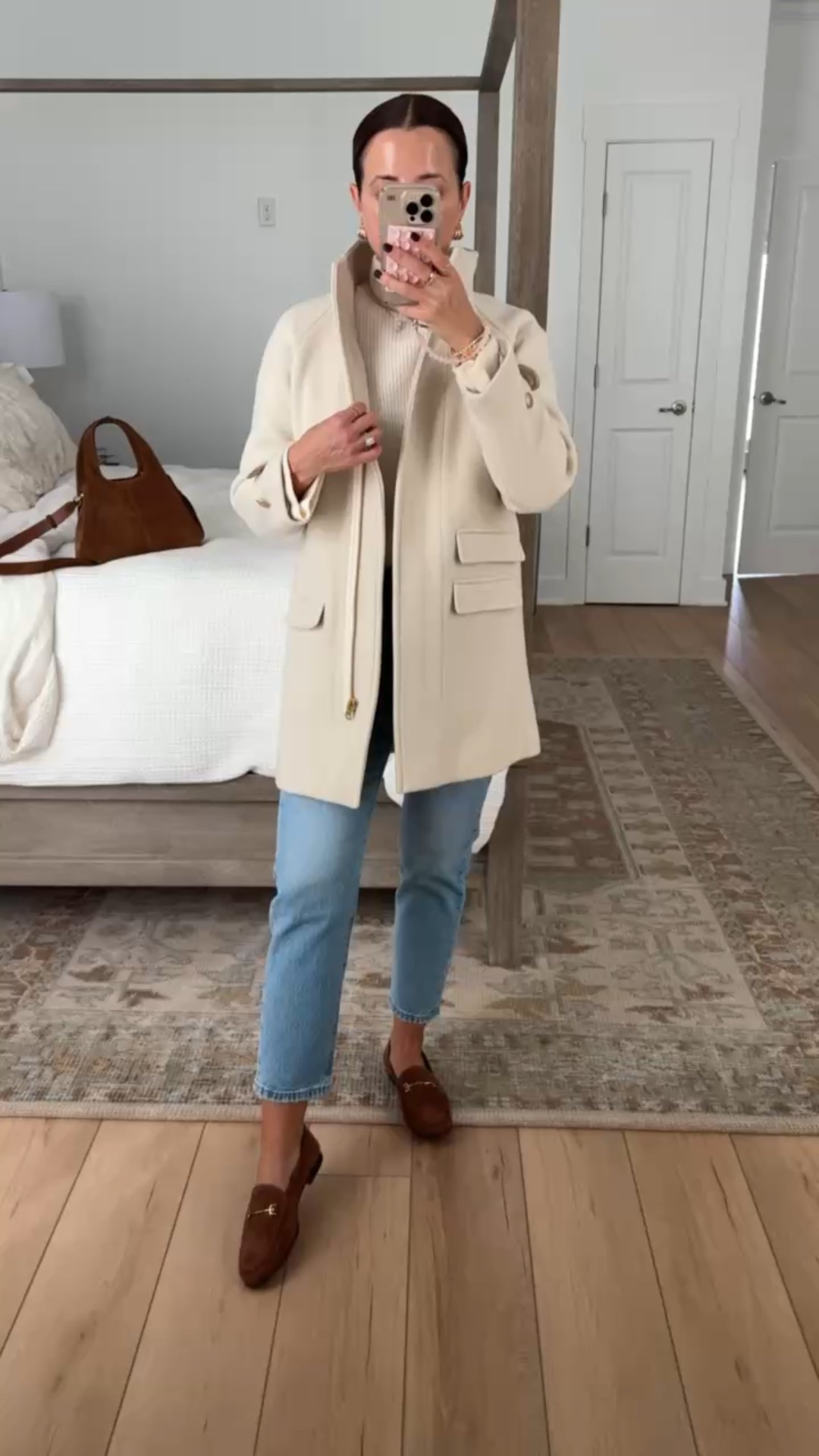 Jcrew toscana coat in 00 petite - I tried regular, too, but sleeves were too long! Levi 501 crop in 24. Sam Edelman loafers are so comfy! Fall outfit. Fall style. Petite-friendly coat - very warm and lined! What I’m wearing in New York City. NYC outfit. 


#LTKShoeCrush #LTKSeasonal #LTKTravel
