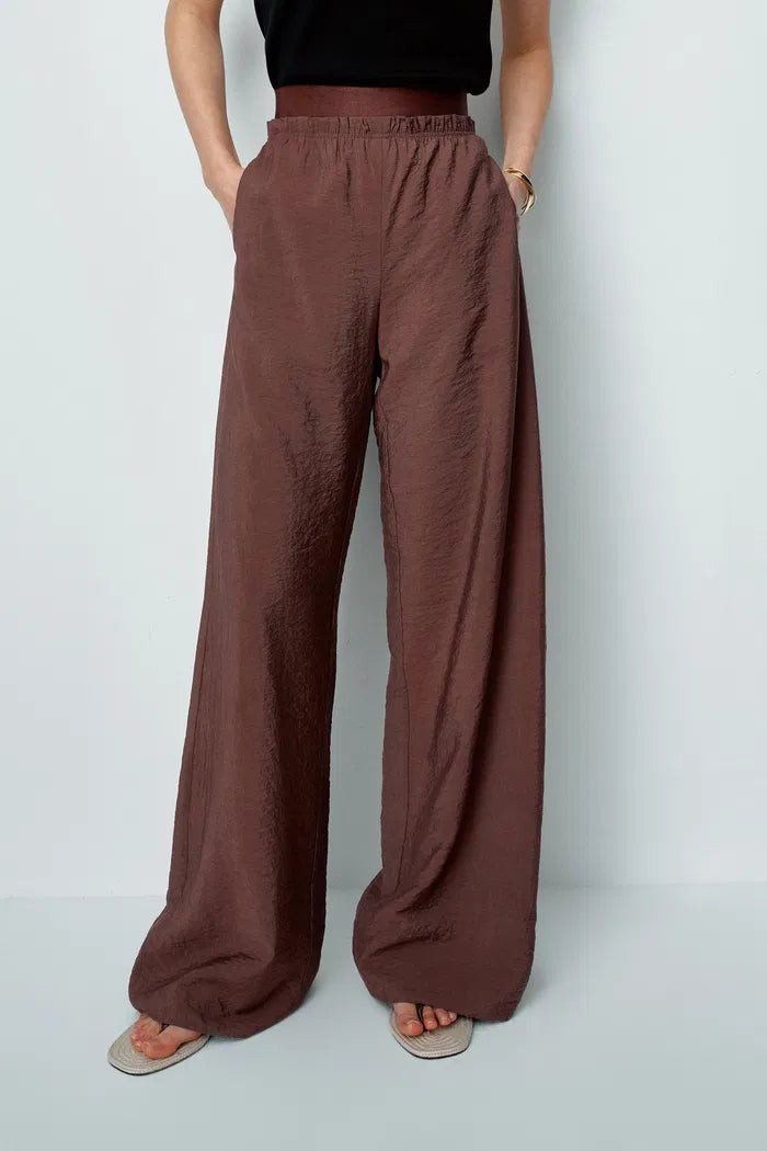 Harper Elastic Waist Wide Leg Pants in Dry Mulberry Silk | Fabrique