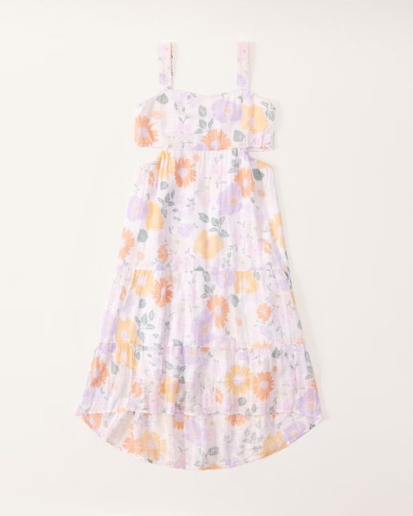 textured cutout midi dress | Abercrombie & Fitch (US)