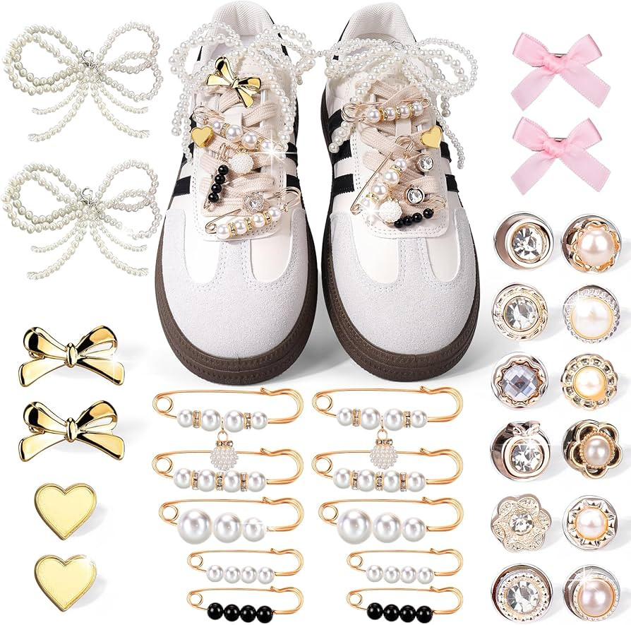 Mity rain 30PCS Shoe Charms for Sneakers - Shoe Lace Charms Contain Bows/Clips/Pins/Jewelry, Shoe... | Amazon (US)