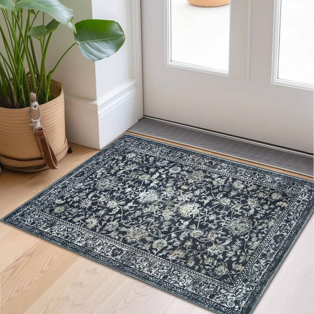 KILOCOCO Entryway Rug 2x3 Rug Kitchen Mat Vintage Floral Throw Rug Washable Rug Non Slip Indoor M... | Amazon (US)