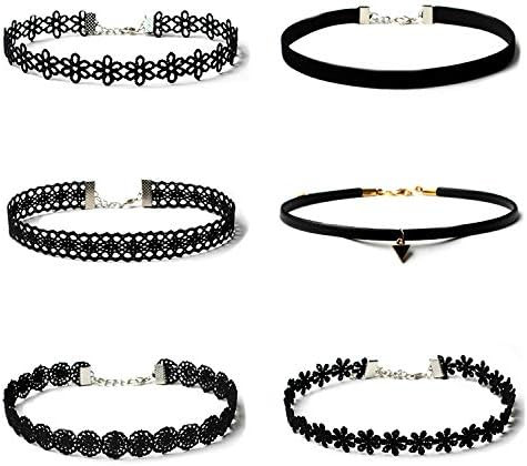 Maxforever 6 PCS Necklaces Black Velvet Choker Set Classic Gothic Tattoo Lace Chokers | Amazon (US)
