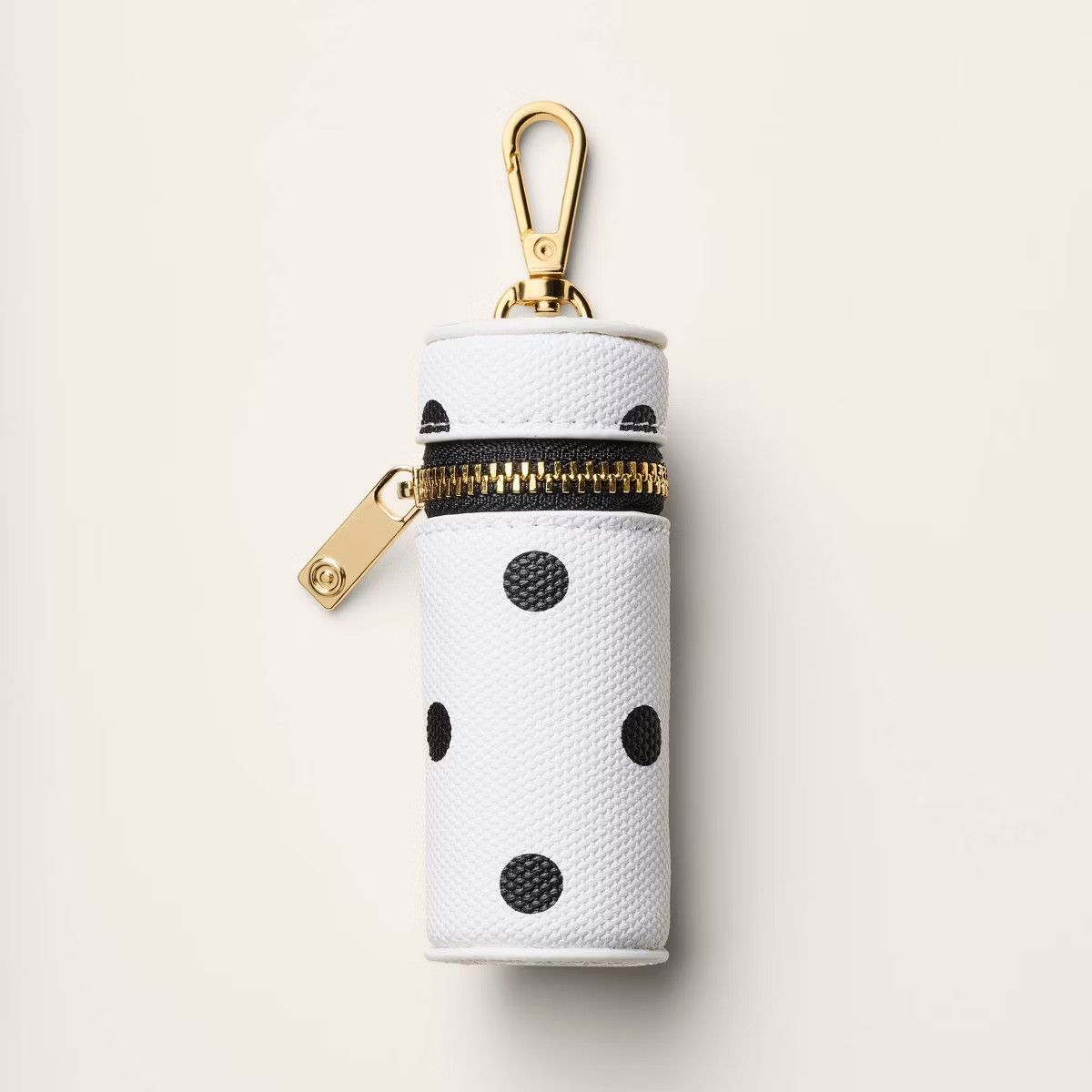 Canvas Polka Dot Lipstick Bag Charm Keychain - kate spade new york x Target™ White/Black | Target