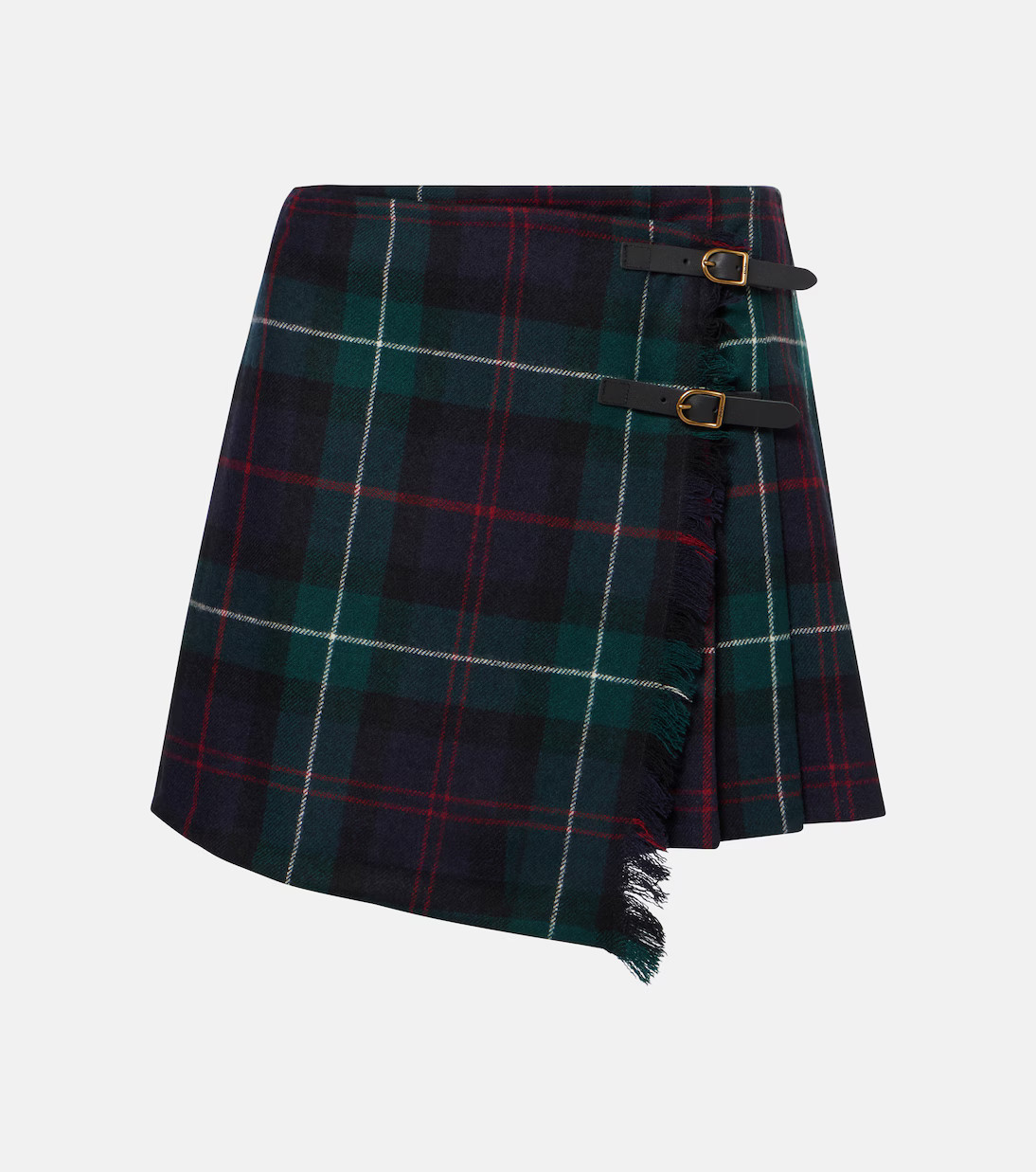 Plaid pleated wool twill wrap Skirt | Mytheresa (UK)